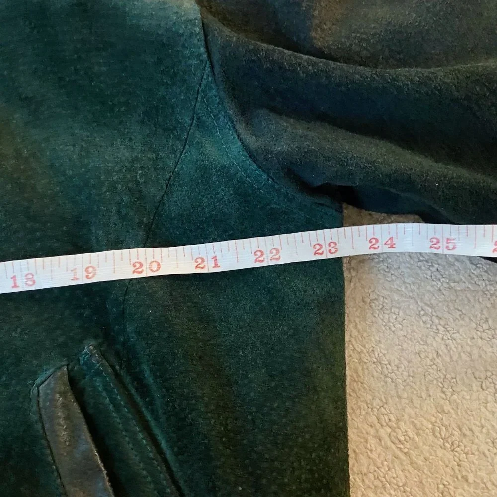Goldway Retro Vintage Colorblock Navy Green‎ Suede Leather Bomber Jacket L